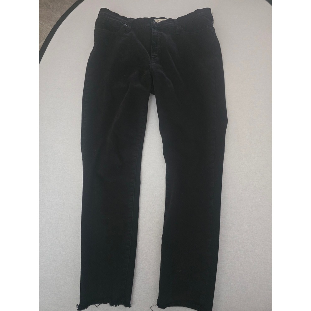Madewell 9 Inch High Rise Skinny Black Jeans Raw Hem‎ Distressed Size 34